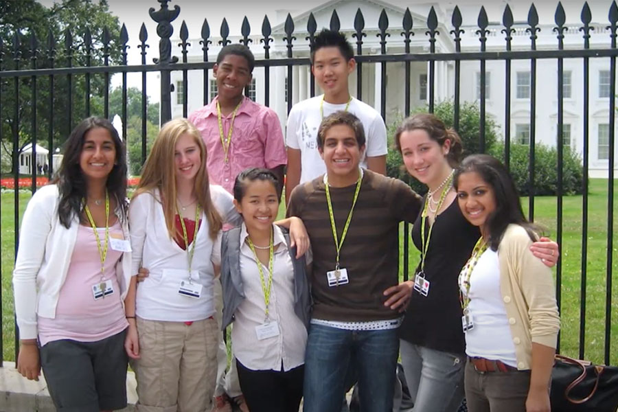 group outside the White House