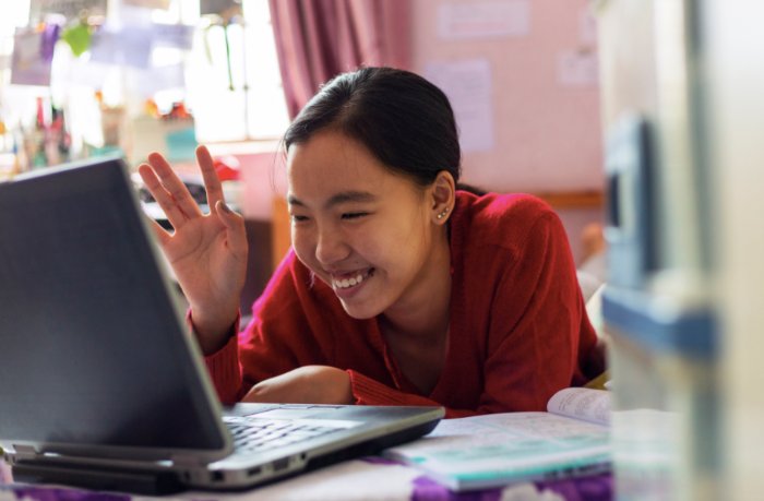 student at computer