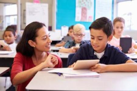 "Young Boy Student and Teacher"