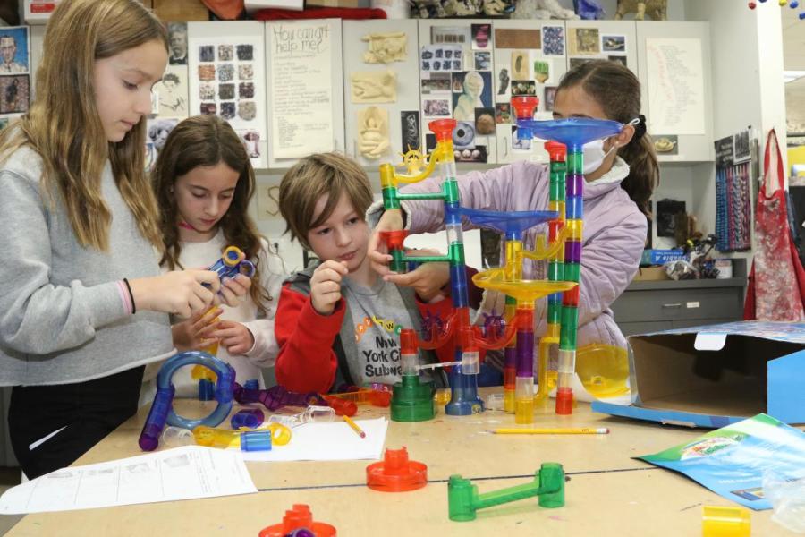 Students building a project