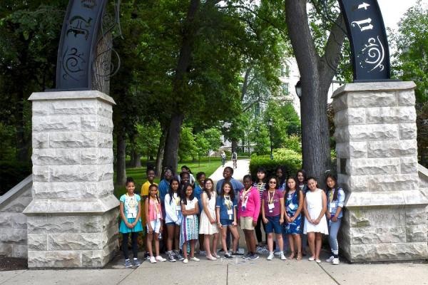coughlin scholars outside the Northwestern Arch