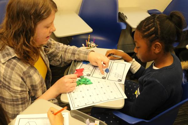 Teacher and student learning math