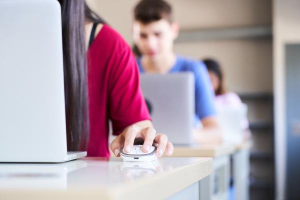 Closeup of student at computer