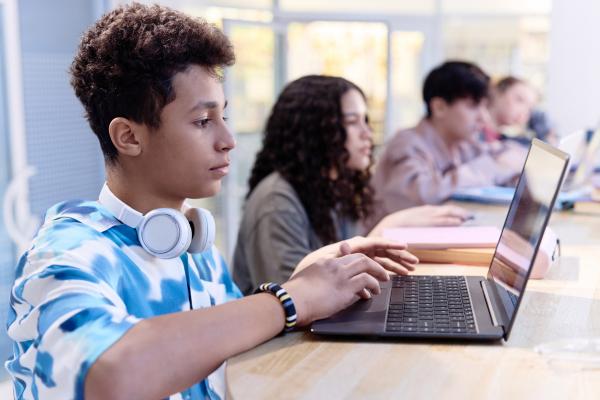 Students in class on laptops