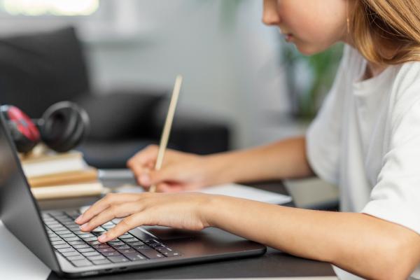 Young student on laptop